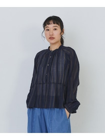 【congés payés】フリンジストライプブラウス 詳細画像 ブルー系その他 4