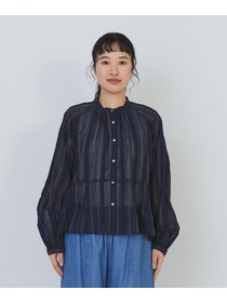 【congés payés】フリンジストライプブラウス 詳細画像 ブルー系その他 5