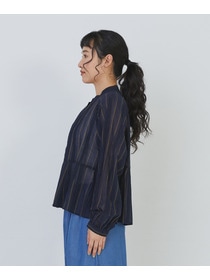 【congés payés】フリンジストライプブラウス 詳細画像 ブルー系その他 6