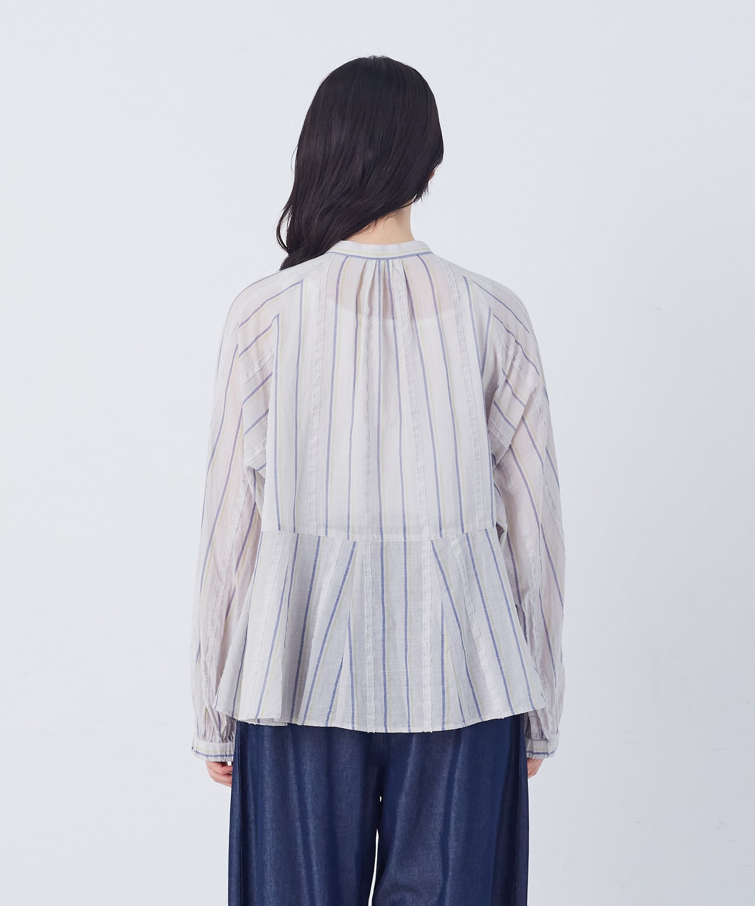 【congés payés】フリンジストライプブラウス 詳細画像 ブルー系その他 14