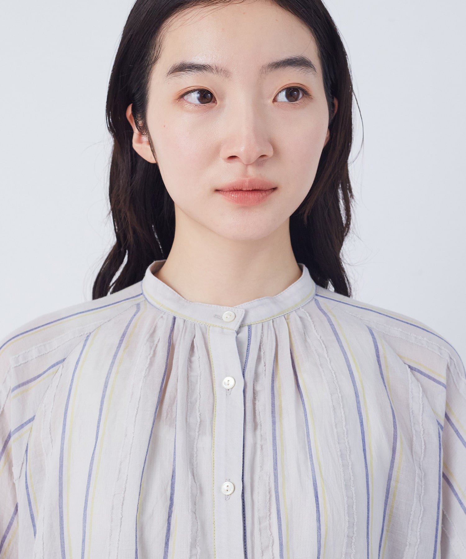 【congés payés】フリンジストライプブラウス 詳細画像 ブルー系その他 15