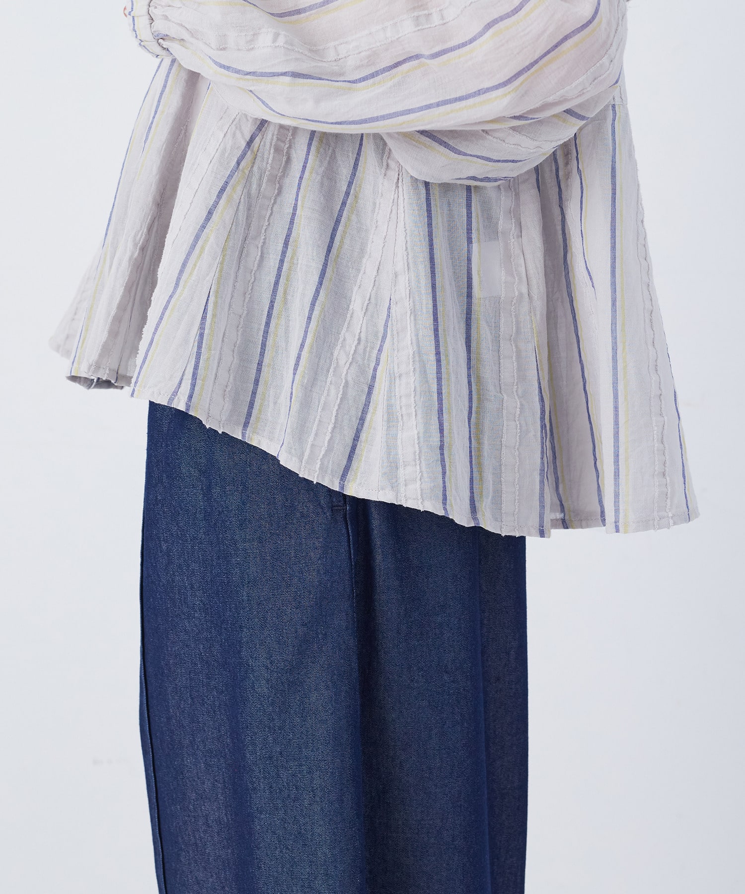 【congés payés】フリンジストライプブラウス 詳細画像 ブルー系その他 18