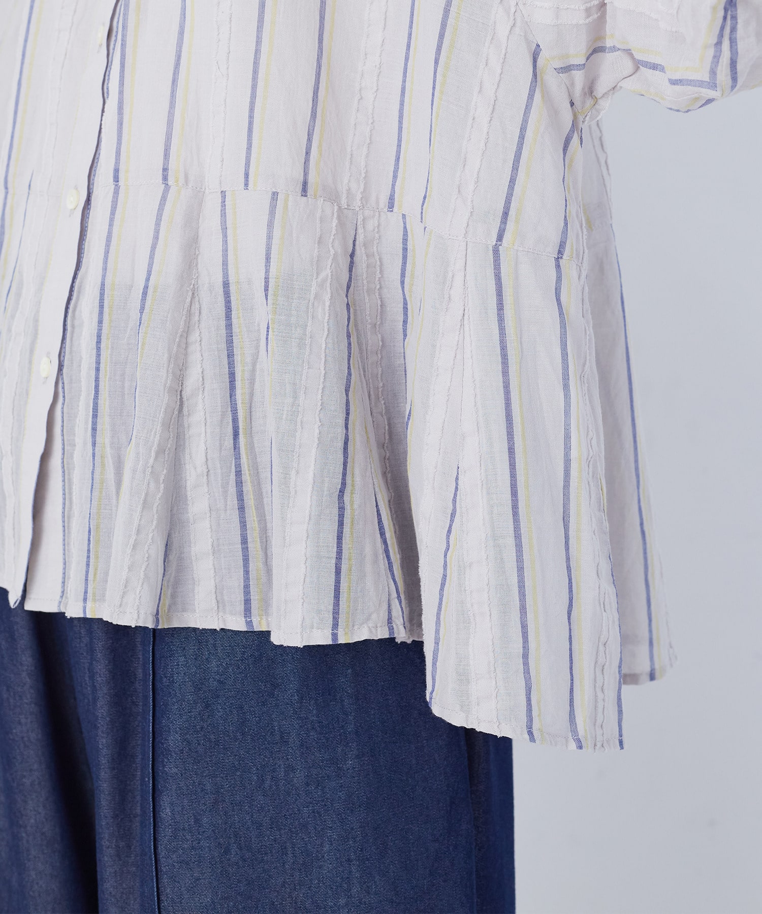 【congés payés】フリンジストライプブラウス 詳細画像 ブルー系その他 19