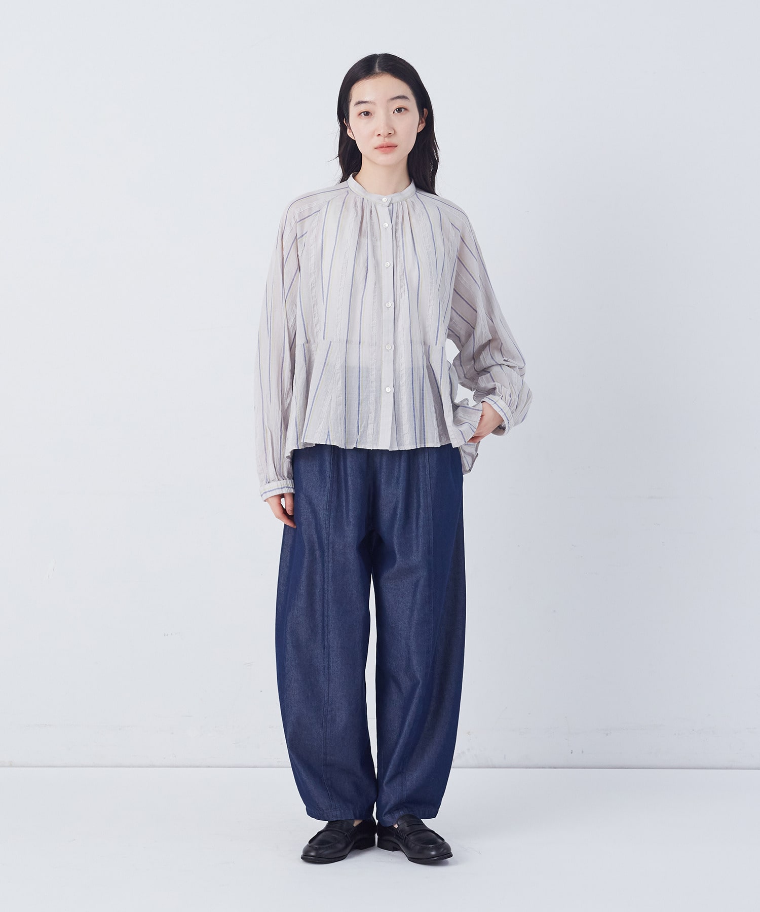 【congés payés】フリンジストライプブラウス 詳細画像 ブルー系その他 8