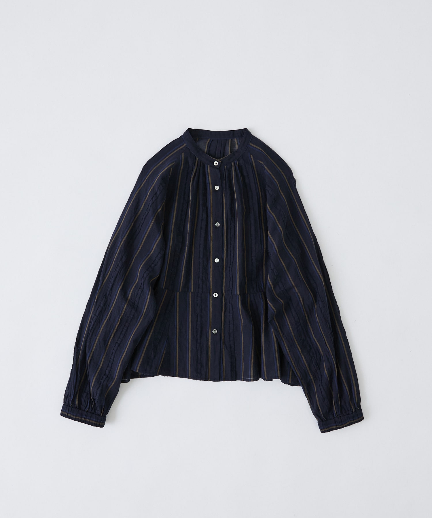 【congés payés】フリンジストライプブラウス 詳細画像 ブルー系その他 1