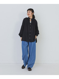 【congés payés】モスリンラウンドタックブラウス 詳細画像 ブラック 7