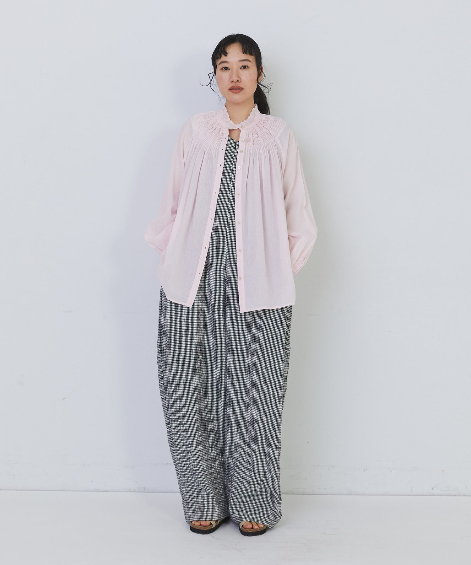 【congés payés】モスリンラウンドタックブラウス 詳細画像 ブラック 14