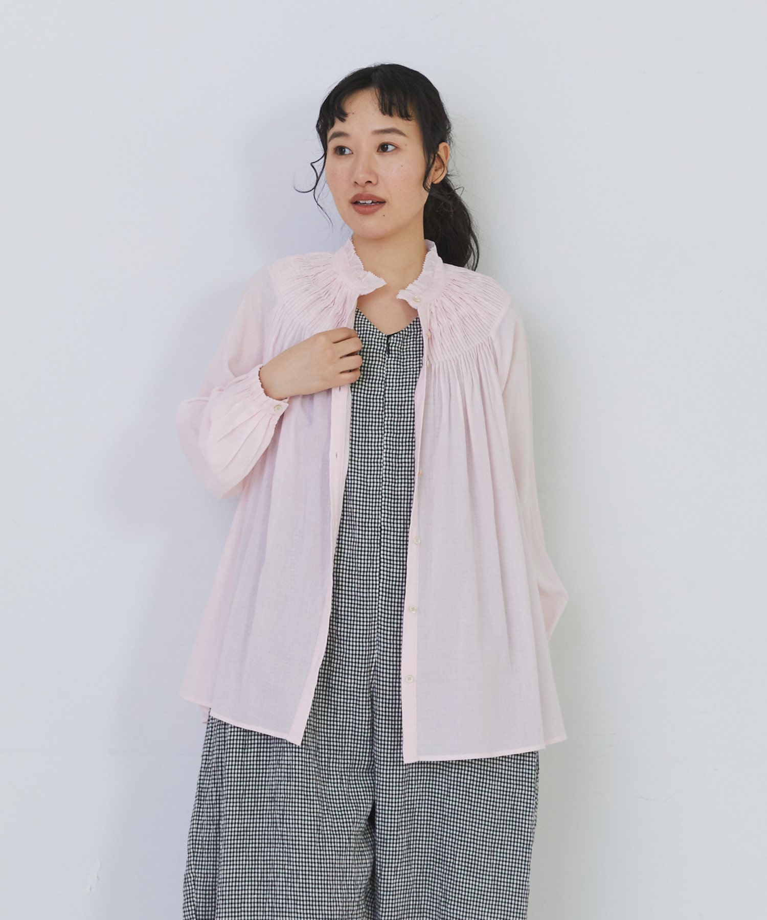 【congés payés】モスリンラウンドタックブラウス 詳細画像 ブラック 18