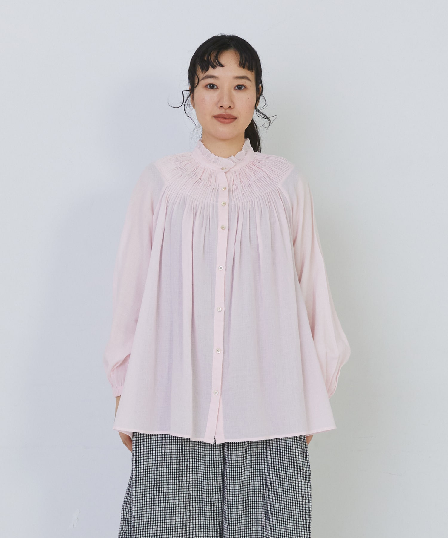 【congés payés】モスリンラウンドタックブラウス 詳細画像 ブラック 19