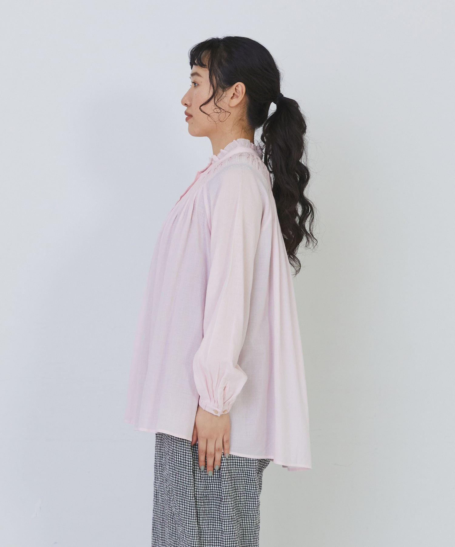 【congés payés】モスリンラウンドタックブラウス 詳細画像 ブラック 20