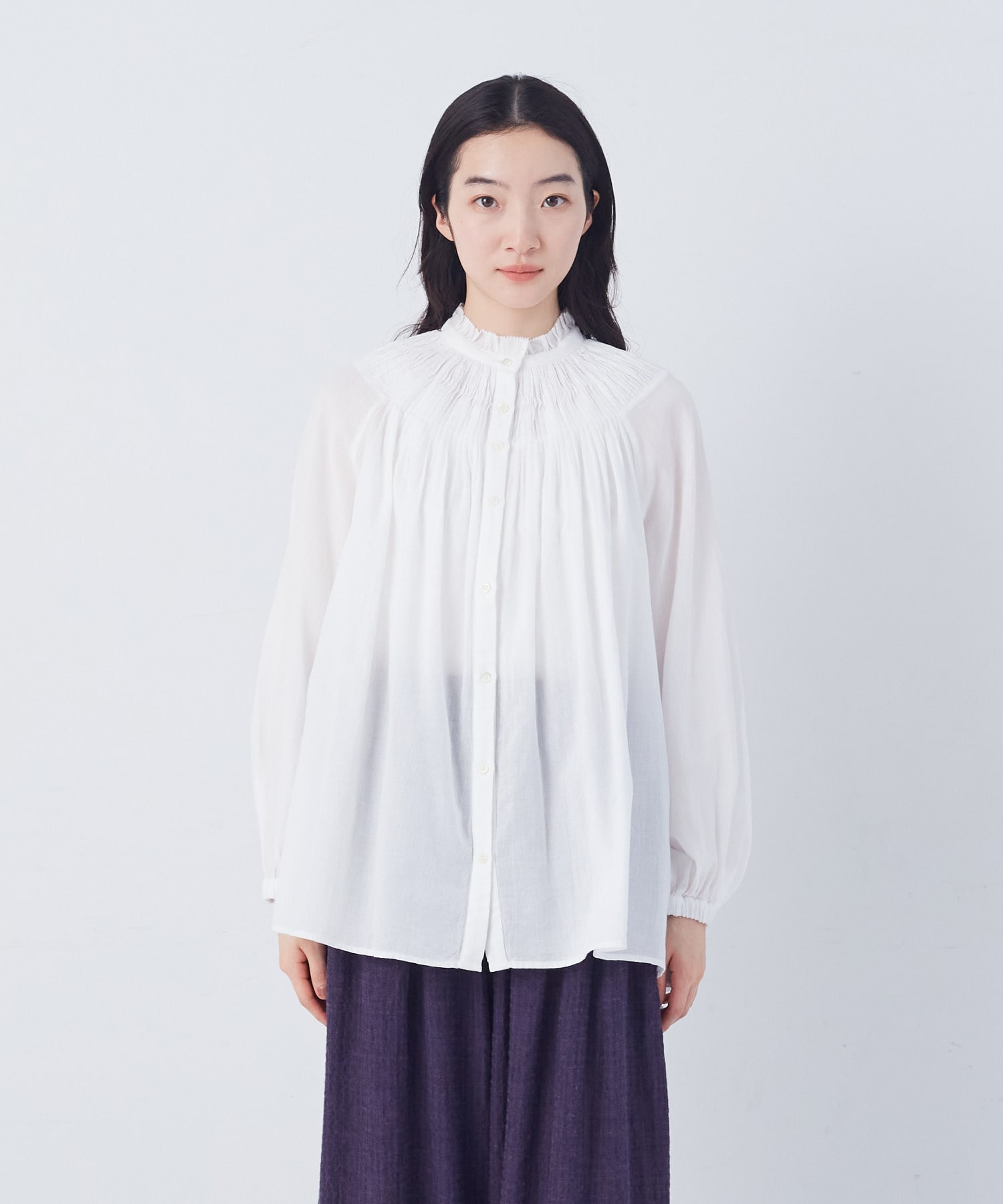 【congés payés】モスリンラウンドタックブラウス 詳細画像 ブラック 4