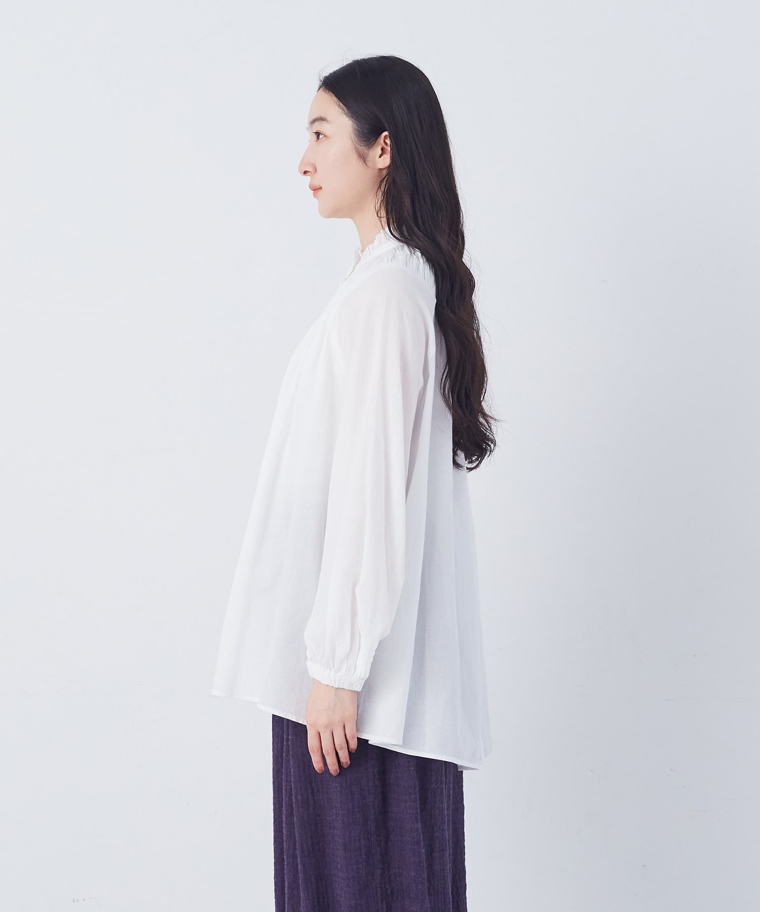 【congés payés】モスリンラウンドタックブラウス 詳細画像 ブラック 5