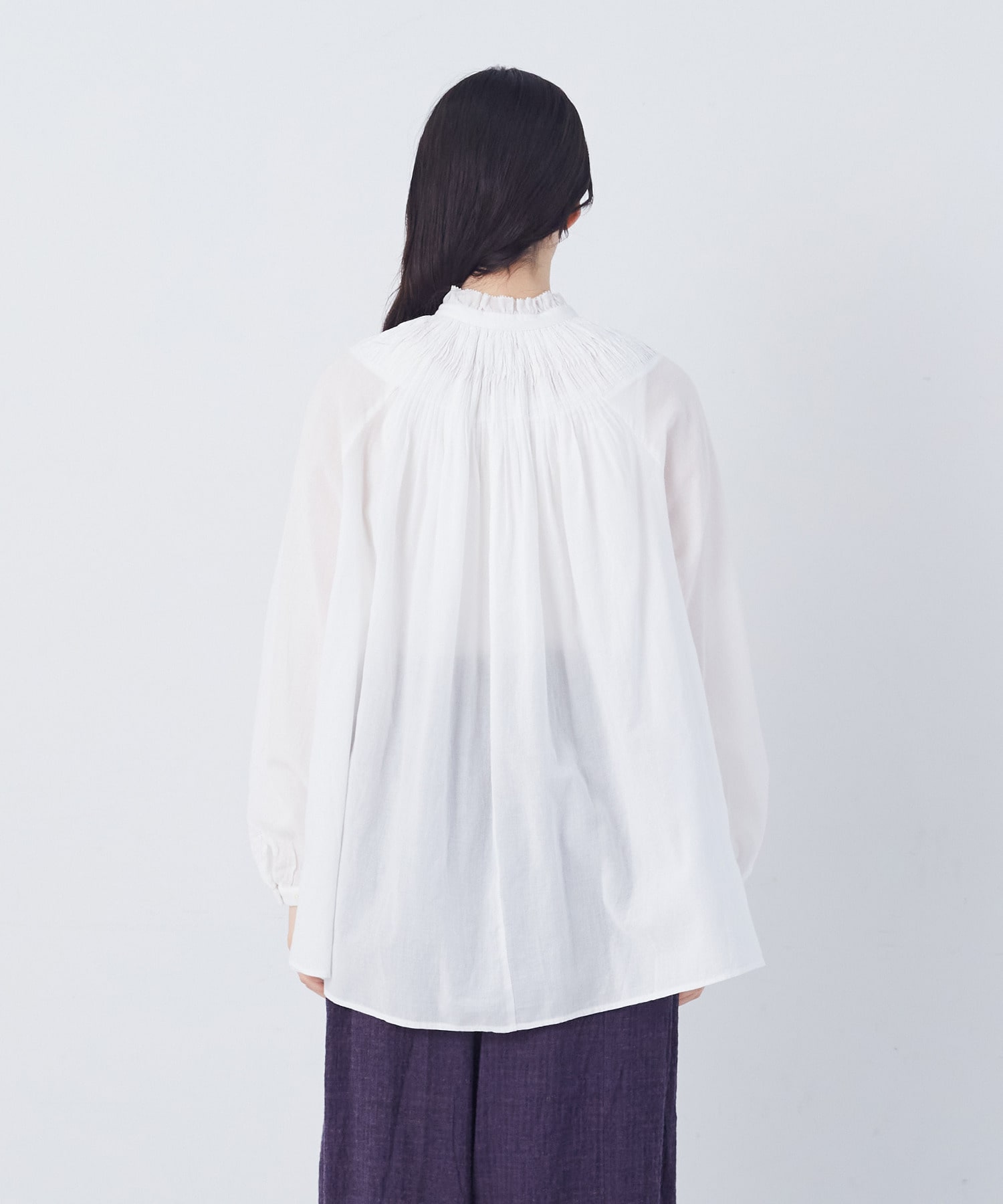 【congés payés】モスリンラウンドタックブラウス 詳細画像 ブラック 6