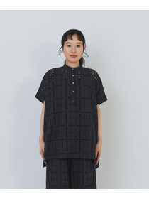 【congés payés】チェックエンブロイダリーチュニック 詳細画像 ブラック 12