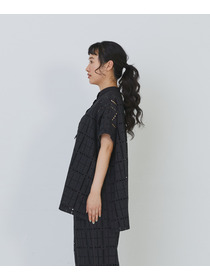 【congés payés】チェックエンブロイダリーチュニック 詳細画像 ブラック 13