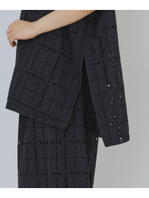 【congés payés】チェックエンブロイダリーチュニック 詳細画像 ブラック 17