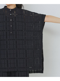 【congés payés】チェックエンブロイダリーチュニック 詳細画像 ブラック 18