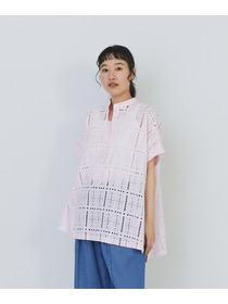 【congés payés】チェックエンブロイダリーチュニック 詳細画像 ブラック 4