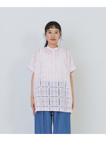 【congés payés】チェックエンブロイダリーチュニック 詳細画像 ブラック 5