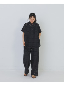 【congés payés】チェックエンブロイダリーチュニック 詳細画像 ブラック 8