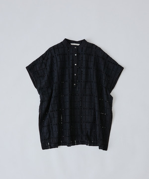 【congés payés】チェックエンブロイダリーチュニック 詳細画像 ブラック 1