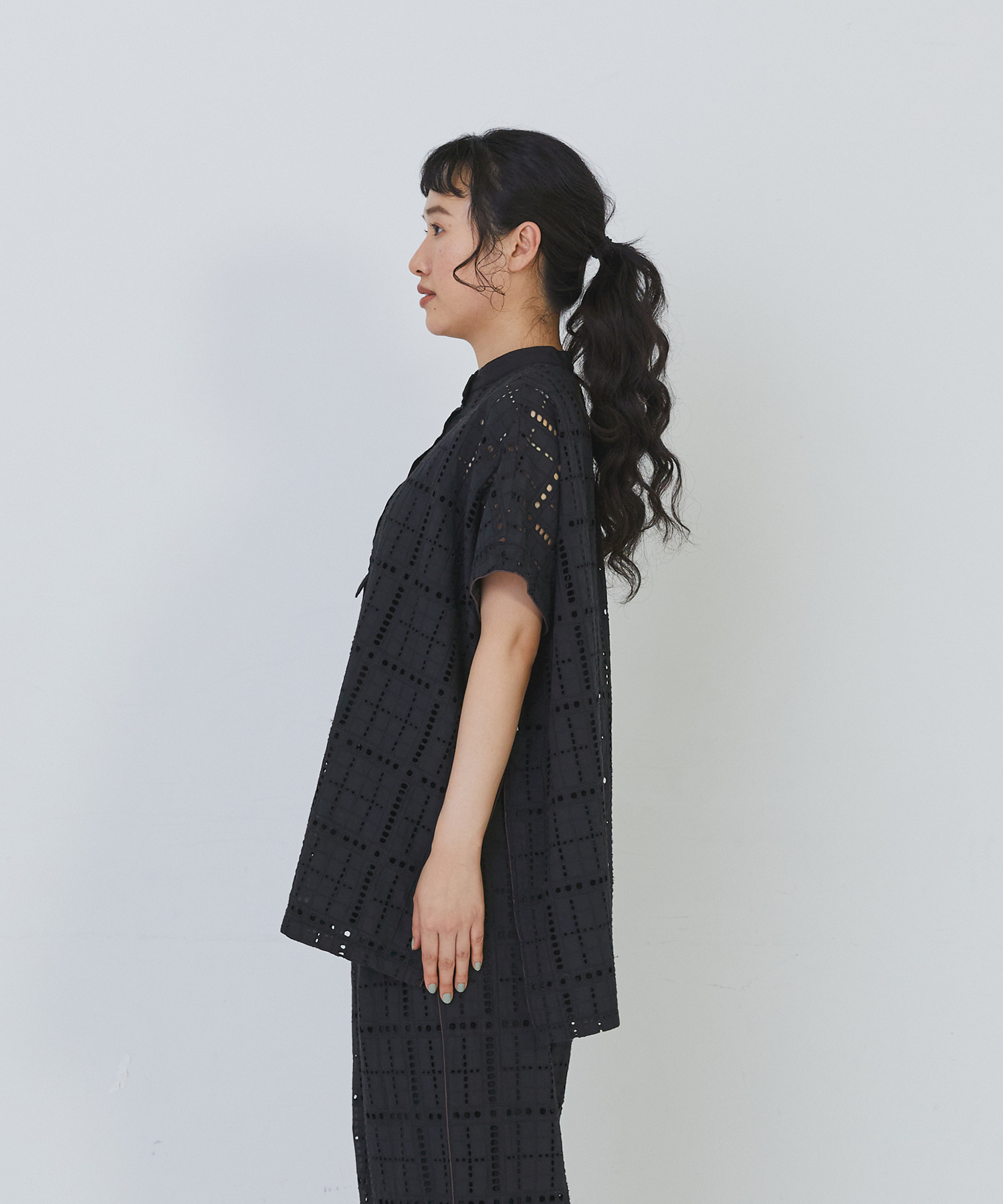 【congés payés】チェックエンブロイダリーチュニック 詳細画像 ブラック 13