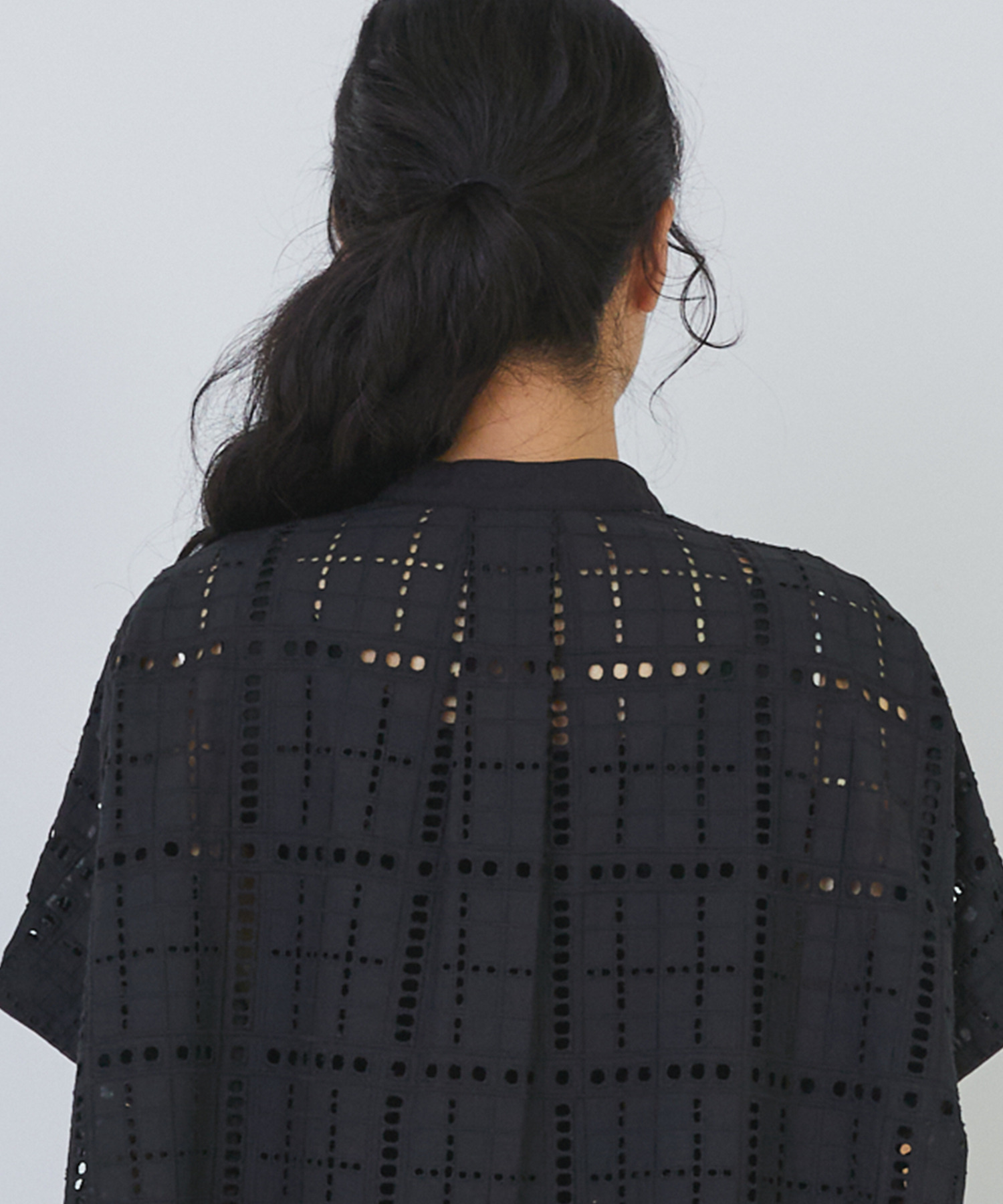 【congés payés】チェックエンブロイダリーチュニック 詳細画像 ブラック 16