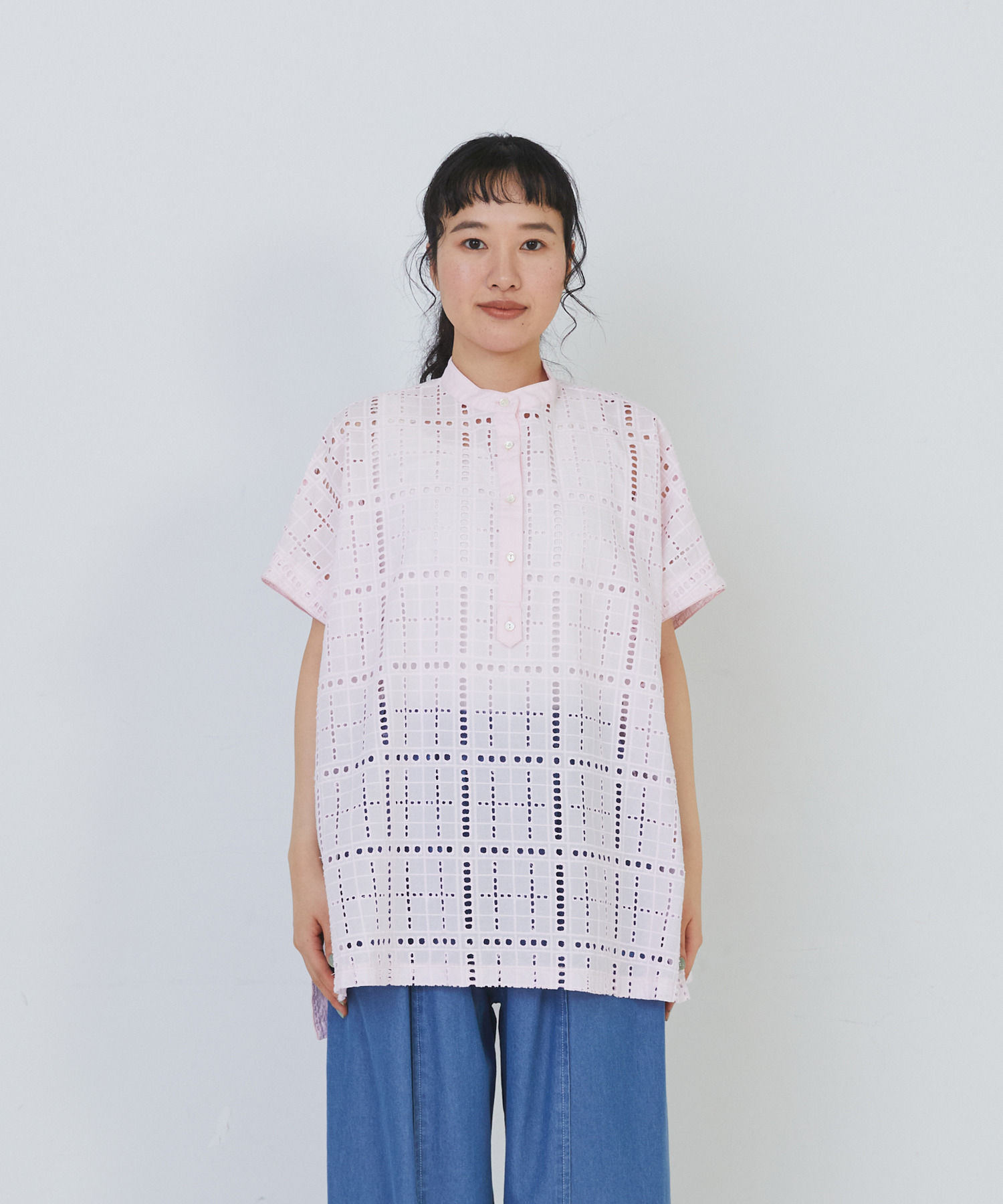 【congés payés】チェックエンブロイダリーチュニック 詳細画像 ブラック 5