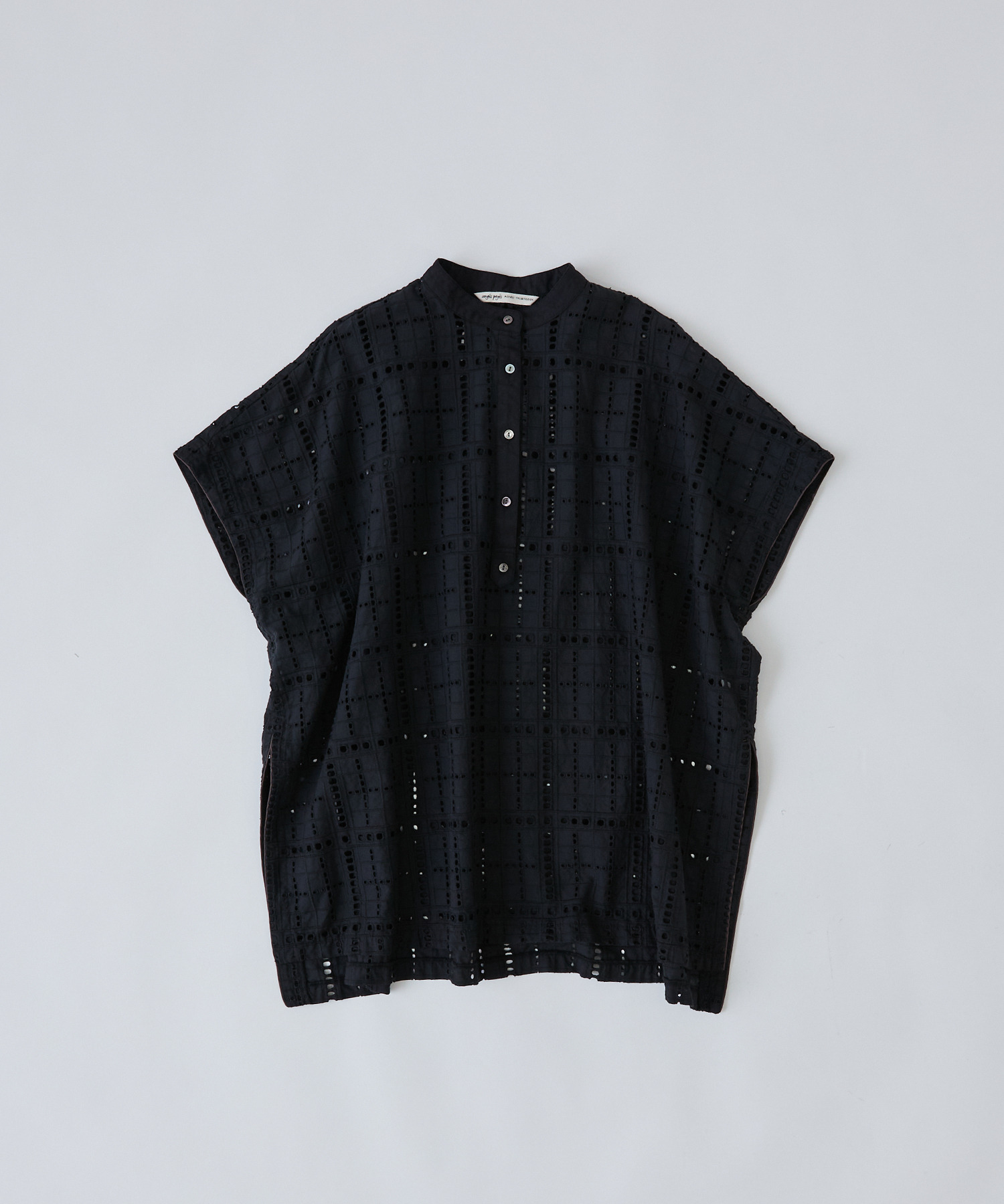 【congés payés】チェックエンブロイダリーチュニック 詳細画像 ブラック 1