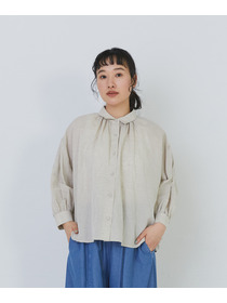 【congés payés】コットンリネンギャザーシャツ 詳細画像 イエロー 4