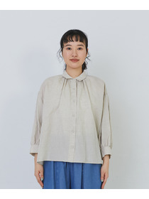 【congés payés】コットンリネンギャザーシャツ 詳細画像 イエロー 5