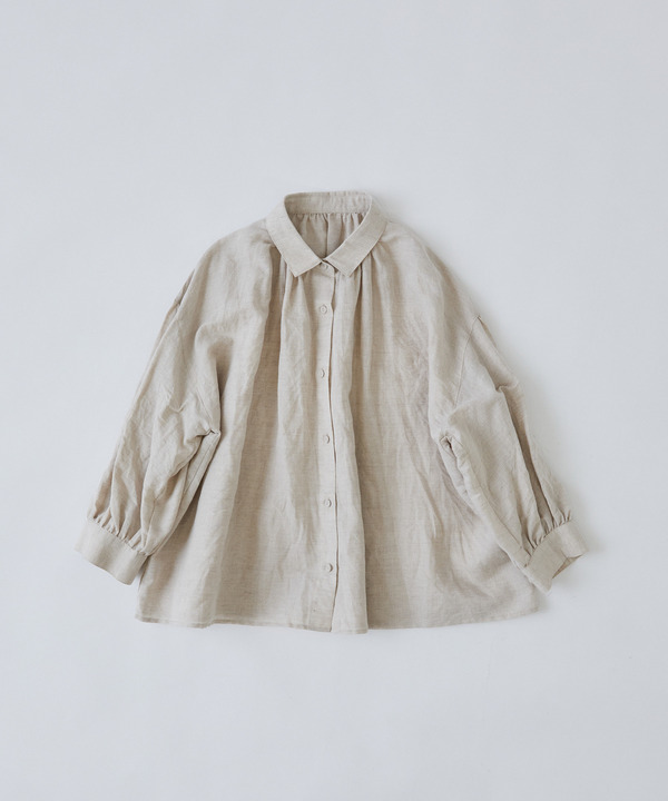 コットンリネンギャザーシャツ 詳細画像 ベージュ 1