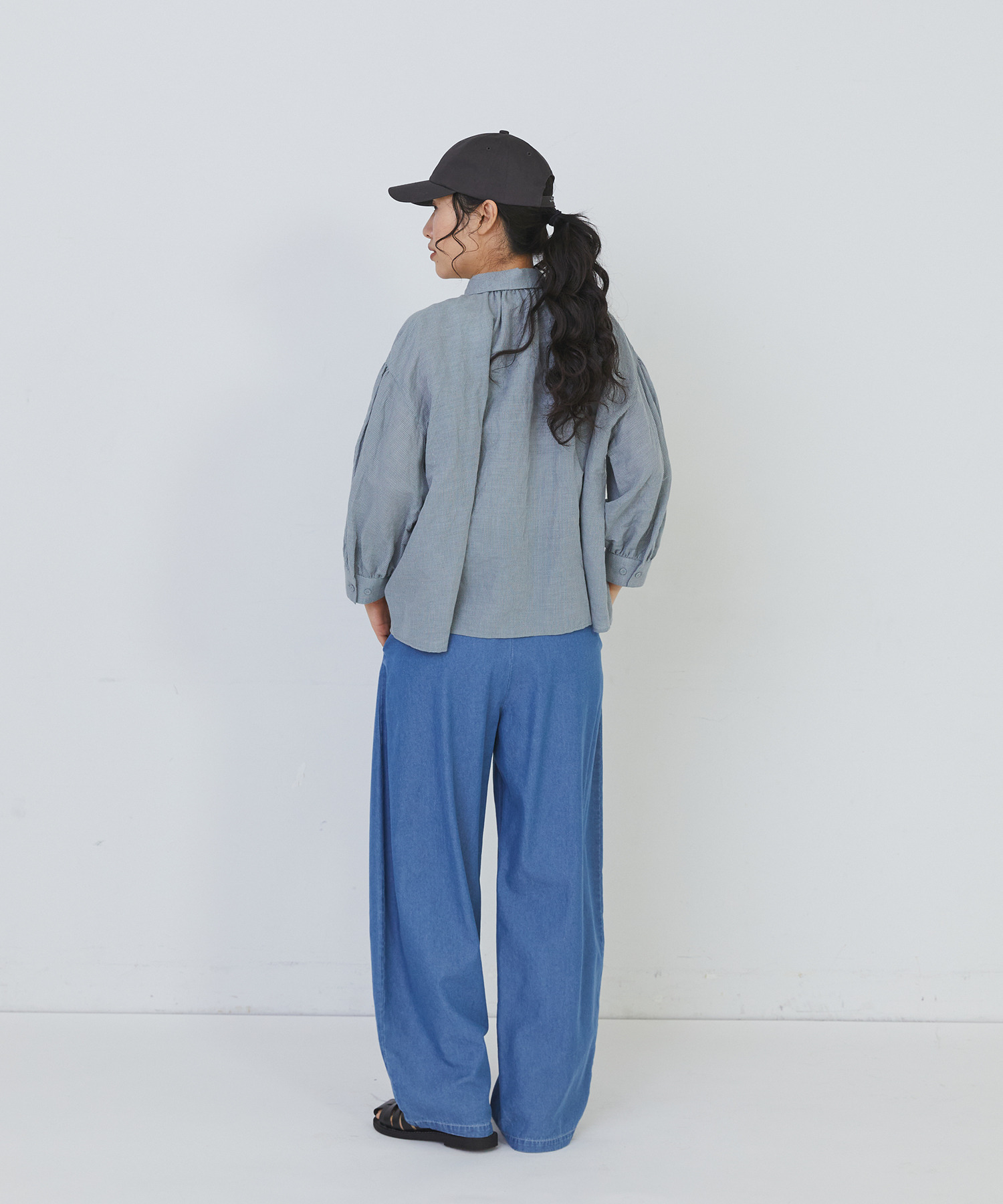 【congés payés】コットンリネンギャザーシャツ 詳細画像 イエロー 15