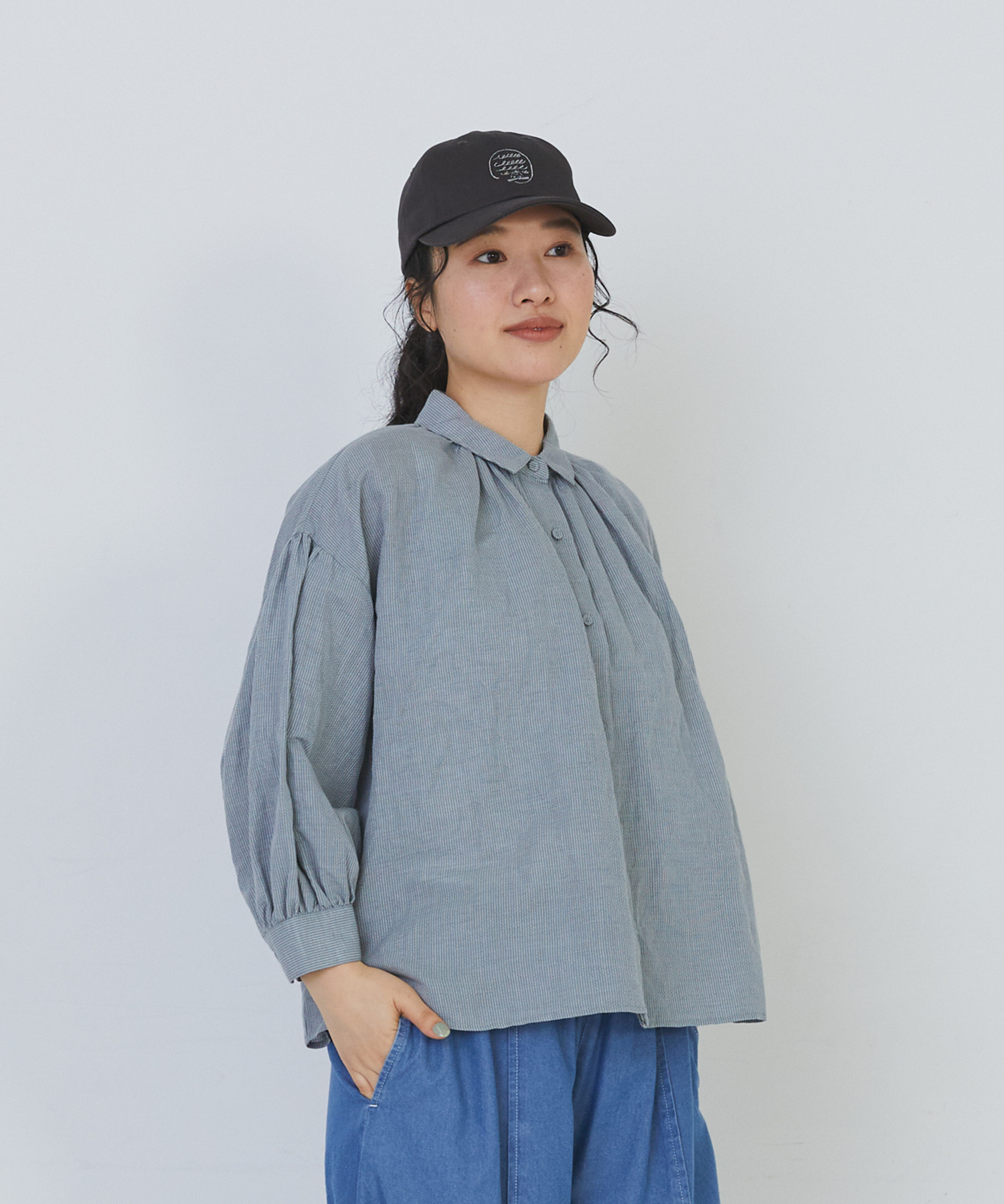 【congés payés】コットンリネンギャザーシャツ 詳細画像 イエロー 16