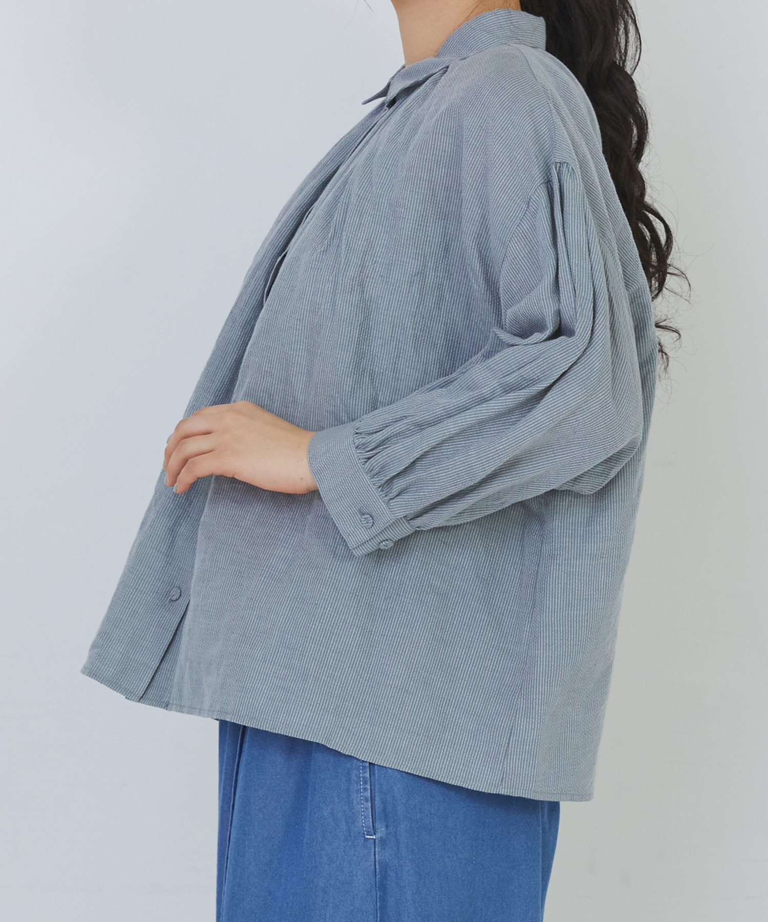 【congés payés】コットンリネンギャザーシャツ 詳細画像 イエロー 22