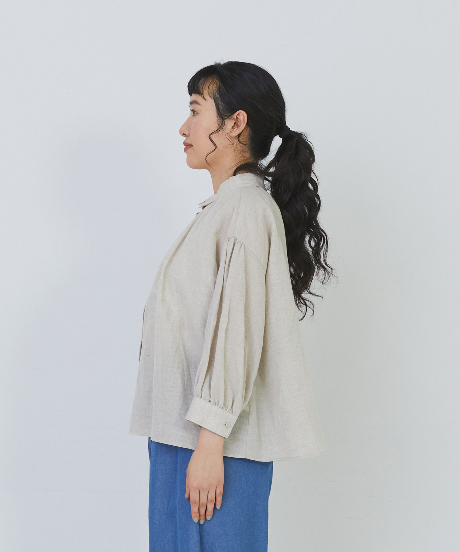 【congés payés】コットンリネンギャザーシャツ 詳細画像 イエロー 6