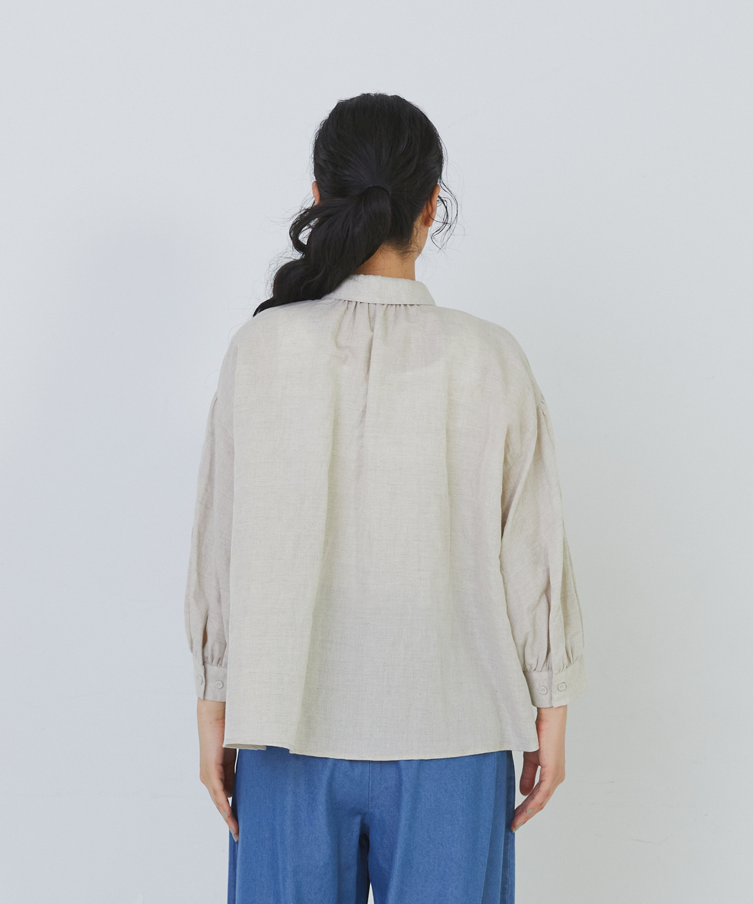 【congés payés】コットンリネンギャザーシャツ 詳細画像 イエロー 7