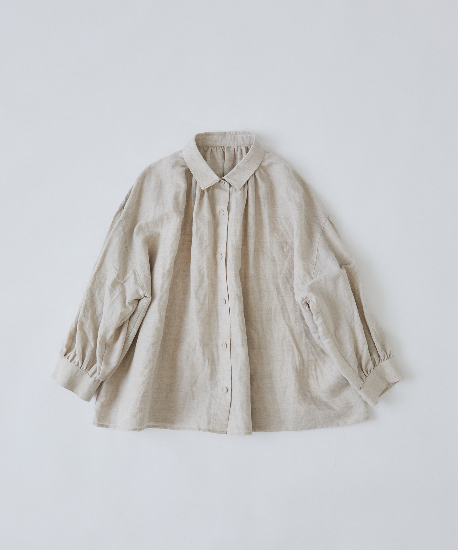 【congés payés】コットンリネンギャザーシャツ 詳細画像 ベージュ 1