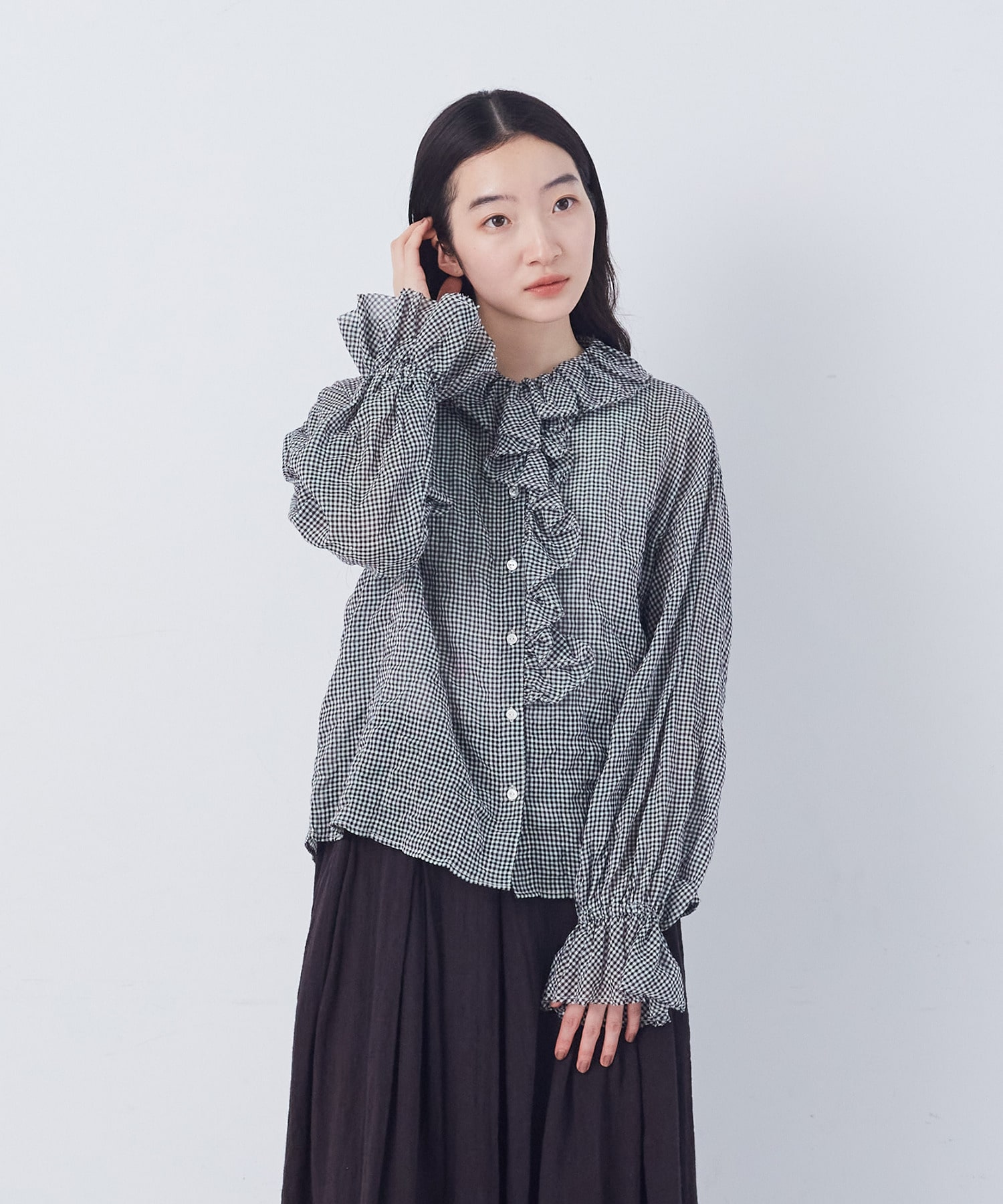 【congés payés】Kanocoさんコラボ　フリルブラウス 詳細画像 ブラック 13