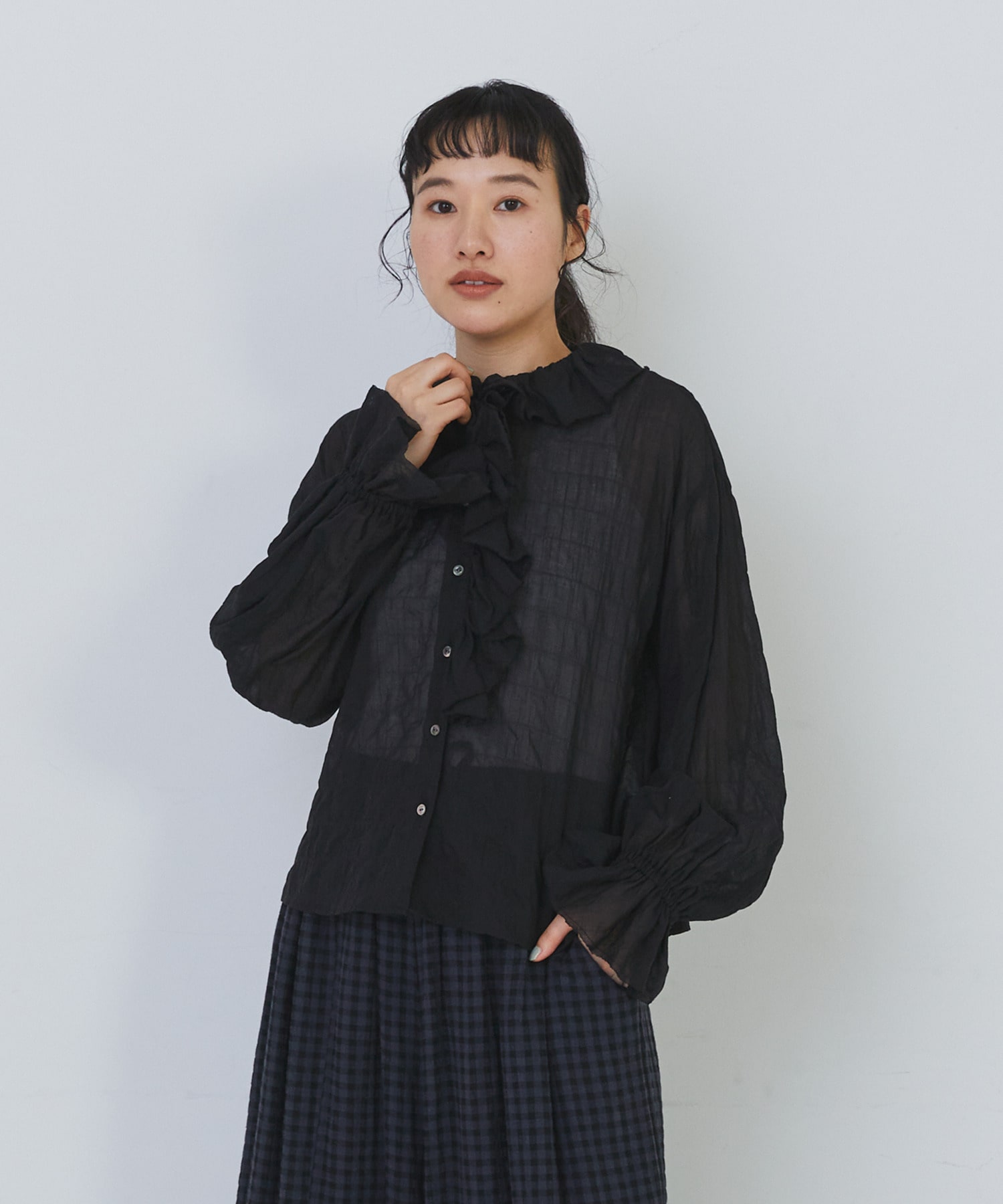 【congés payés】Kanocoさんコラボ　フリルブラウス 詳細画像 ブラック 20