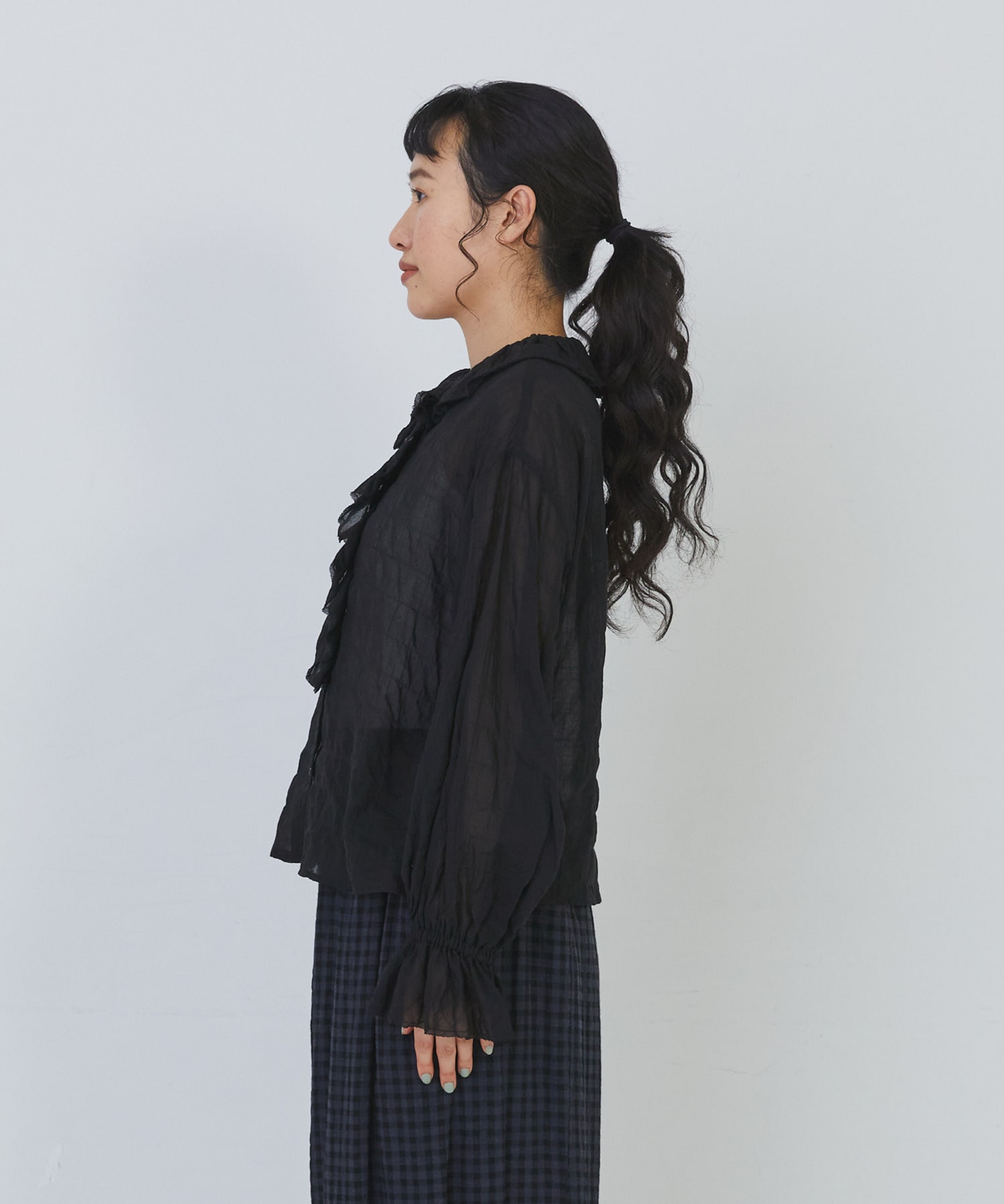 【congés payés】Kanocoさんコラボ　フリルブラウス 詳細画像 ブラック 22