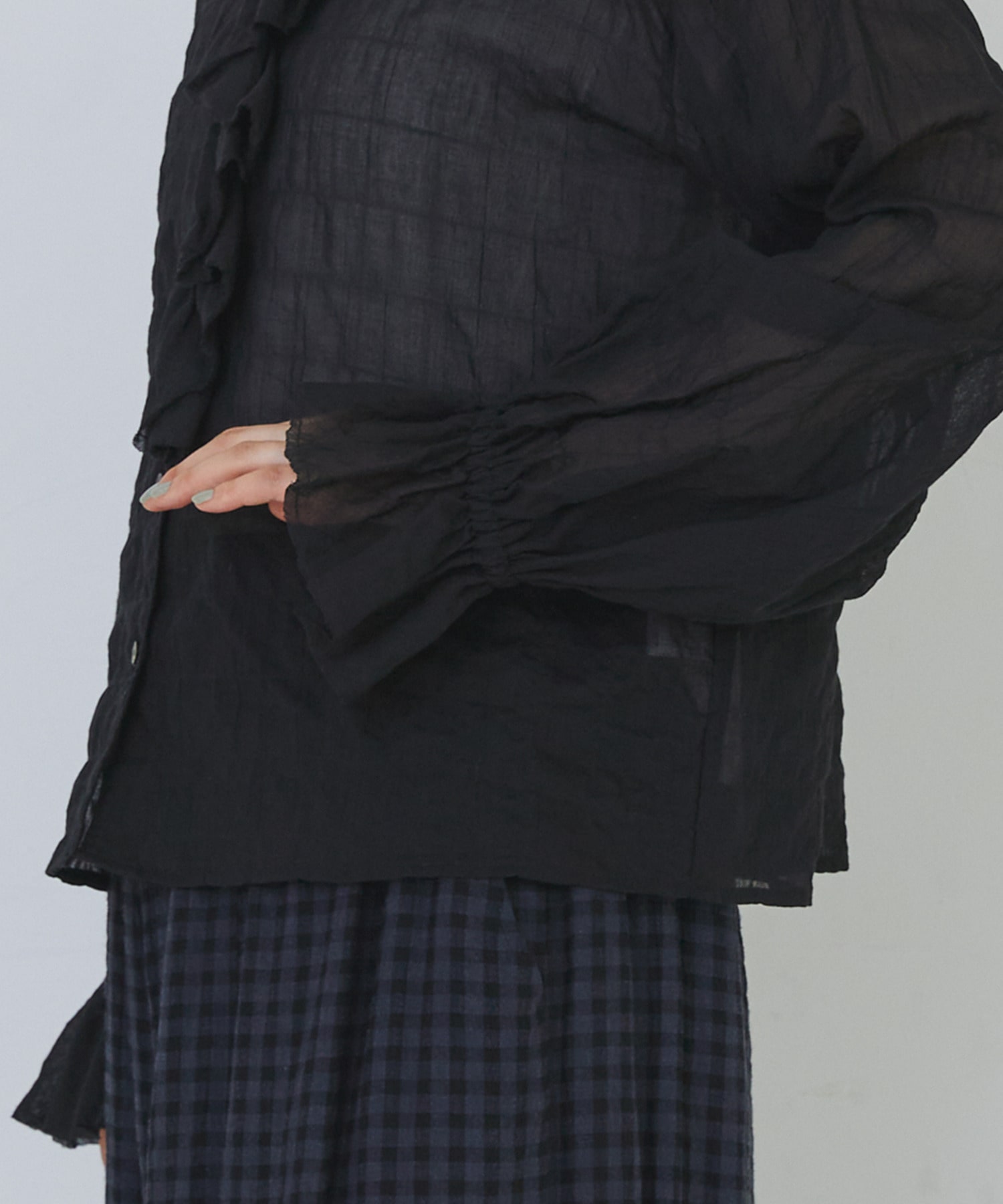 【congés payés】Kanocoさんコラボ　フリルブラウス 詳細画像 ブラック 26