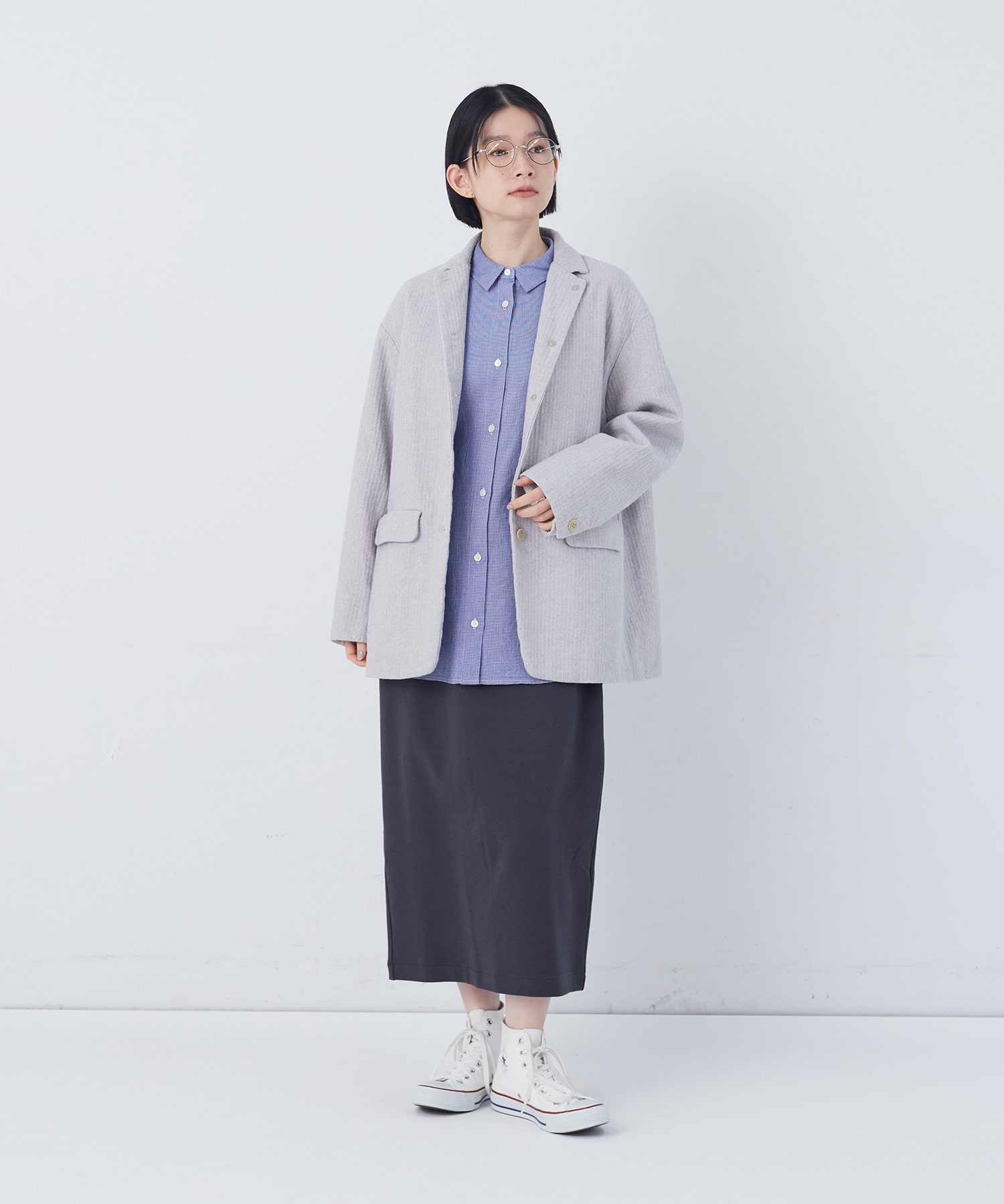 【congés payés】綿麻ツィードジャケット 詳細画像 ブルー系その他 1