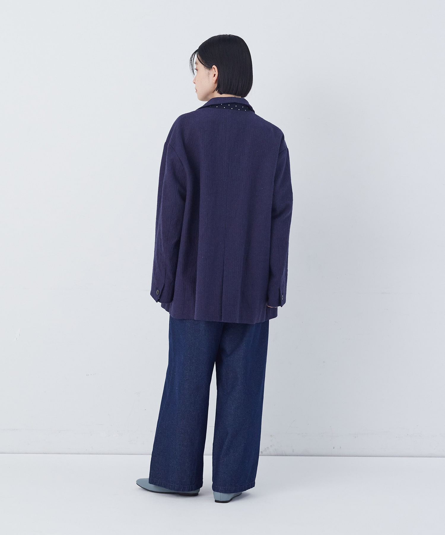 【congés payés】綿麻ツィードジャケット 詳細画像 ブルー系その他 12