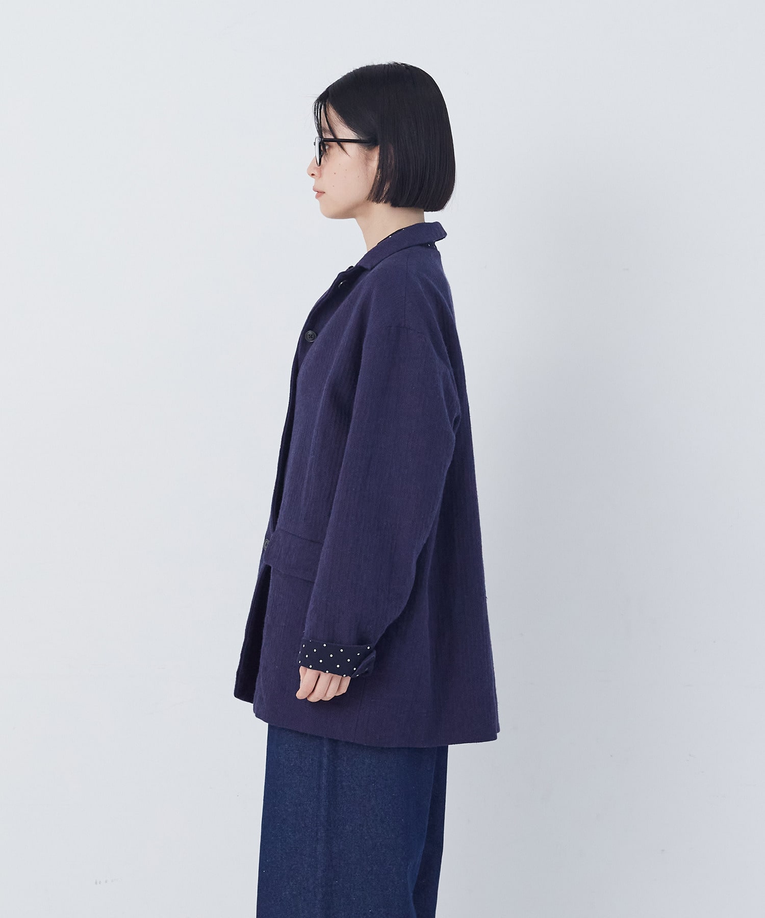 【congés payés】綿麻ツィードジャケット 詳細画像 ブルー系その他 16