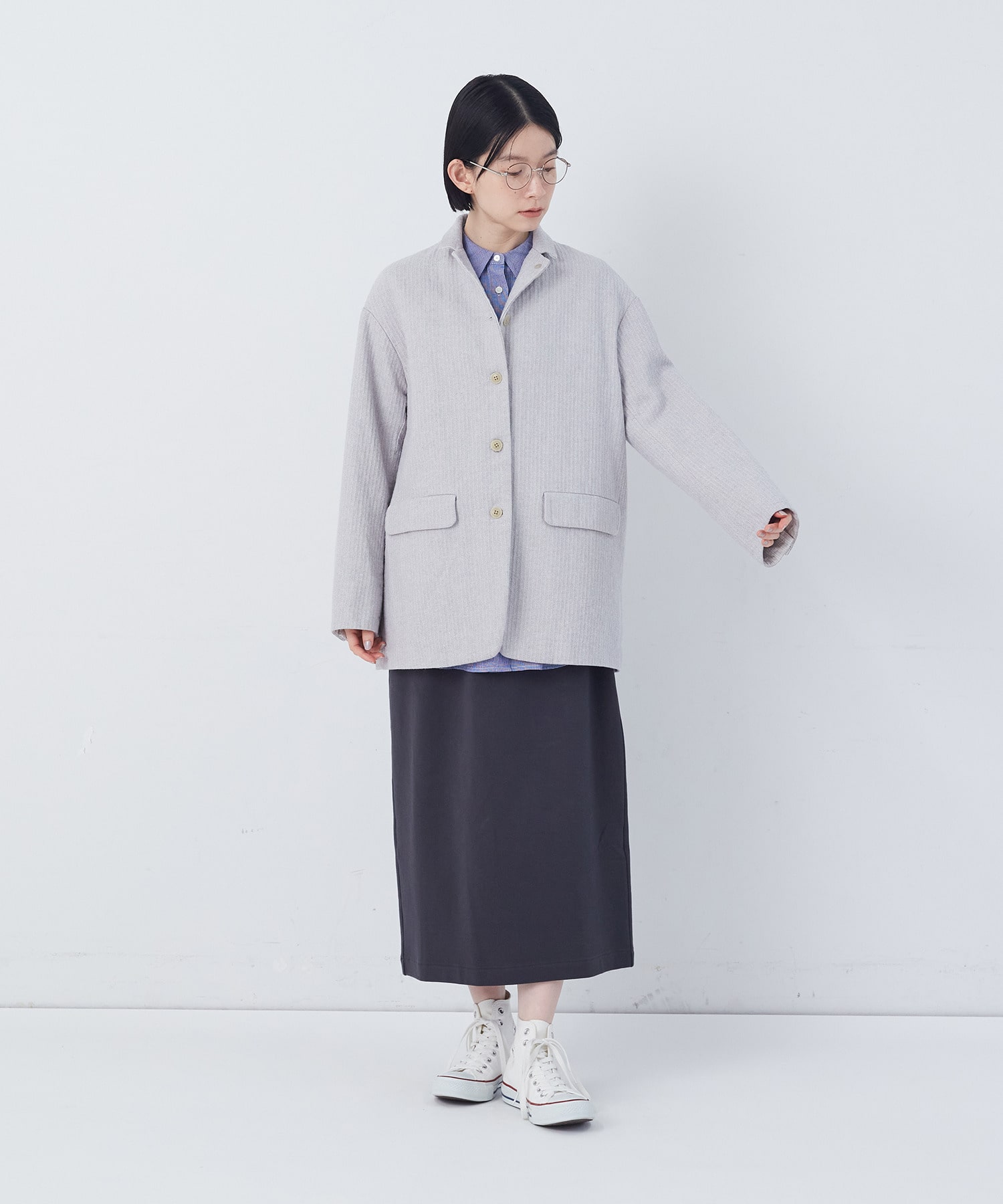 【congés payés】綿麻ツィードジャケット 詳細画像 ブルー系その他 4