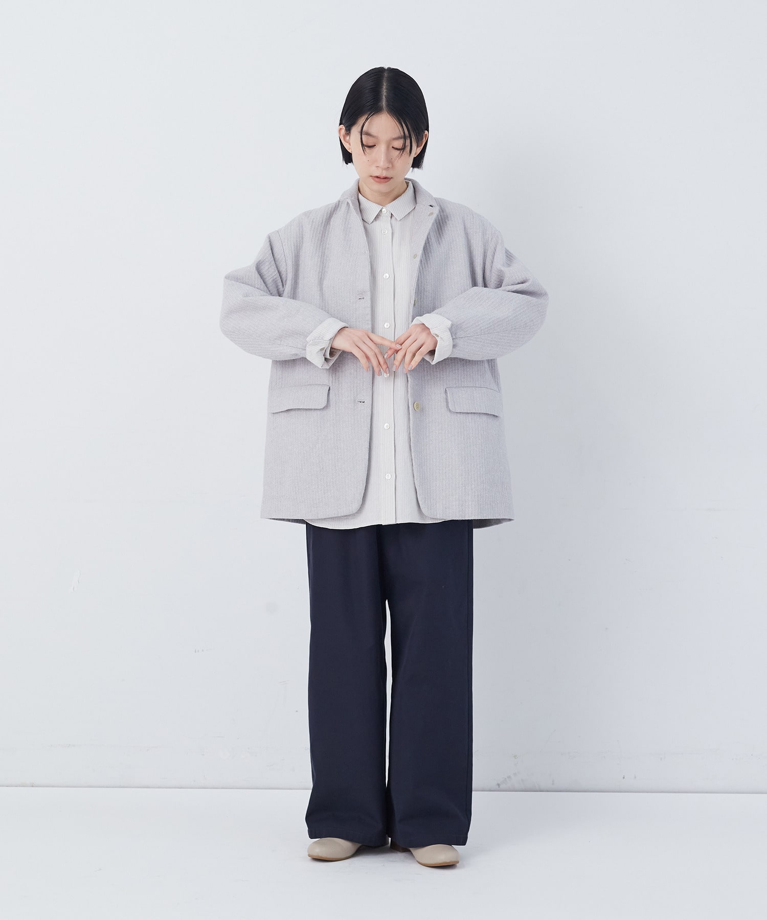 【congés payés】綿麻ツィードジャケット 詳細画像 ブルー系その他 5