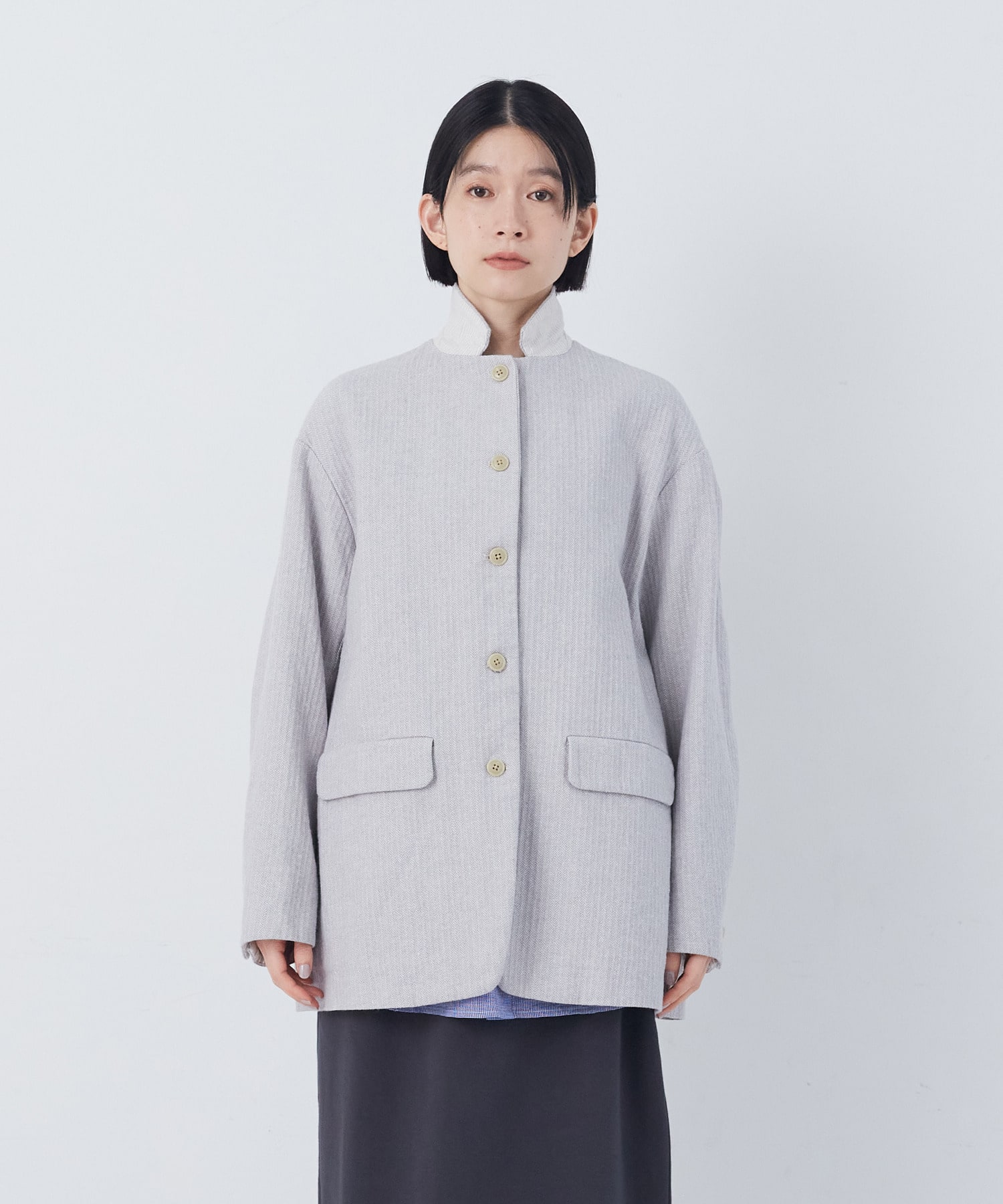 【congés payés】綿麻ツィードジャケット 詳細画像 ブルー系その他 7