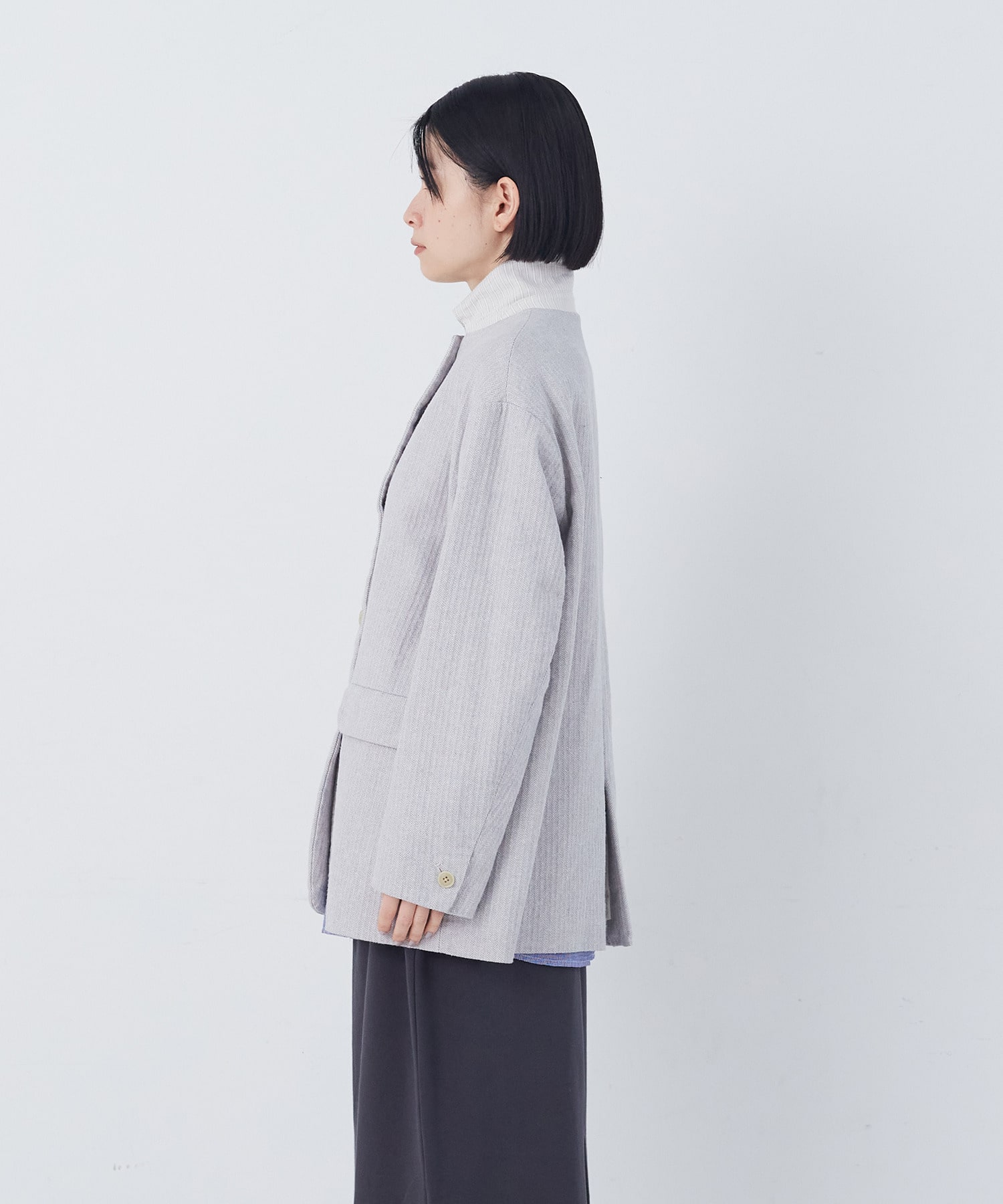 【congés payés】綿麻ツィードジャケット 詳細画像 ブルー系その他 8