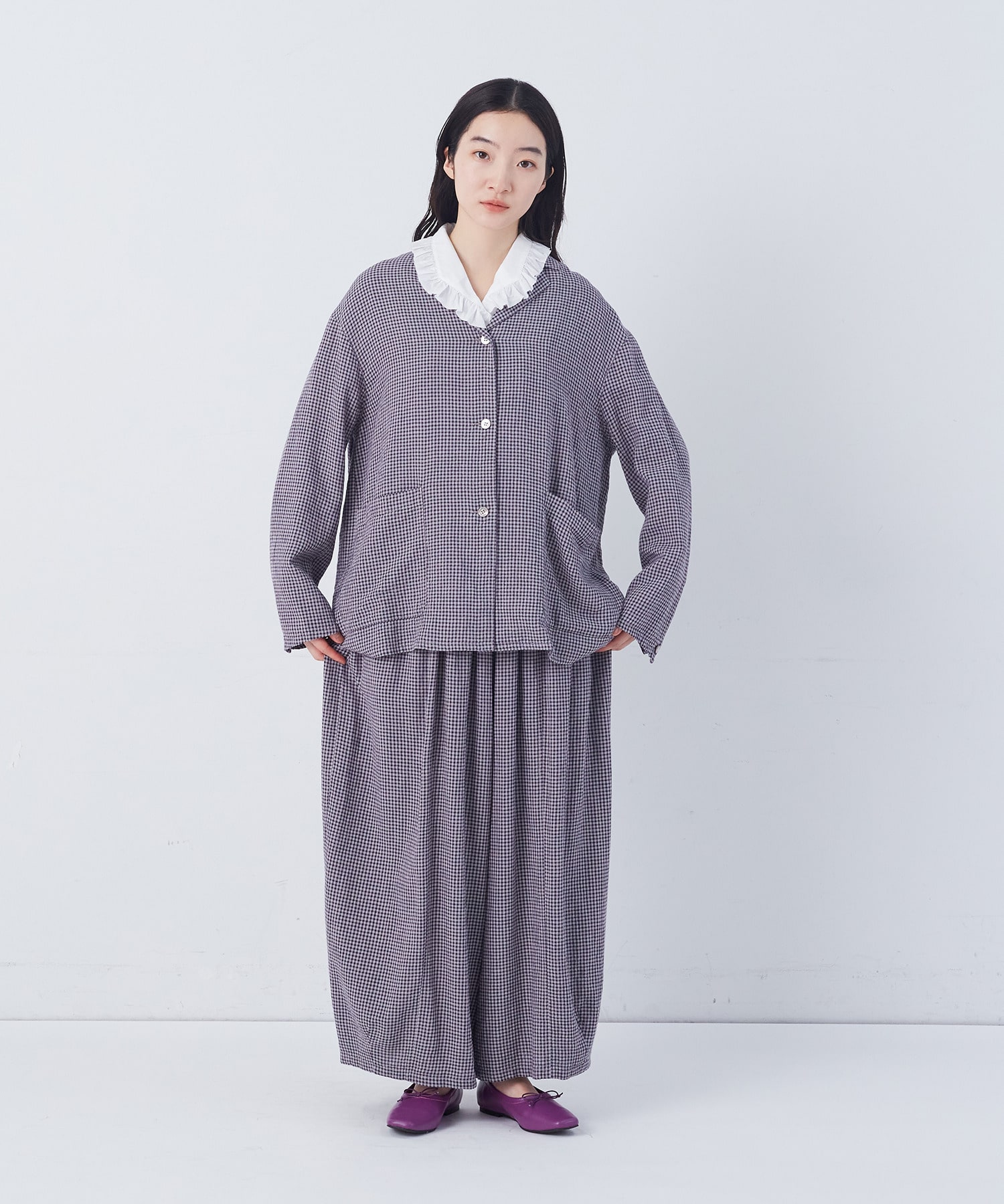 【congés payés】【FAVE】シャーリングシャツジャケット 詳細画像 ネイビー 14